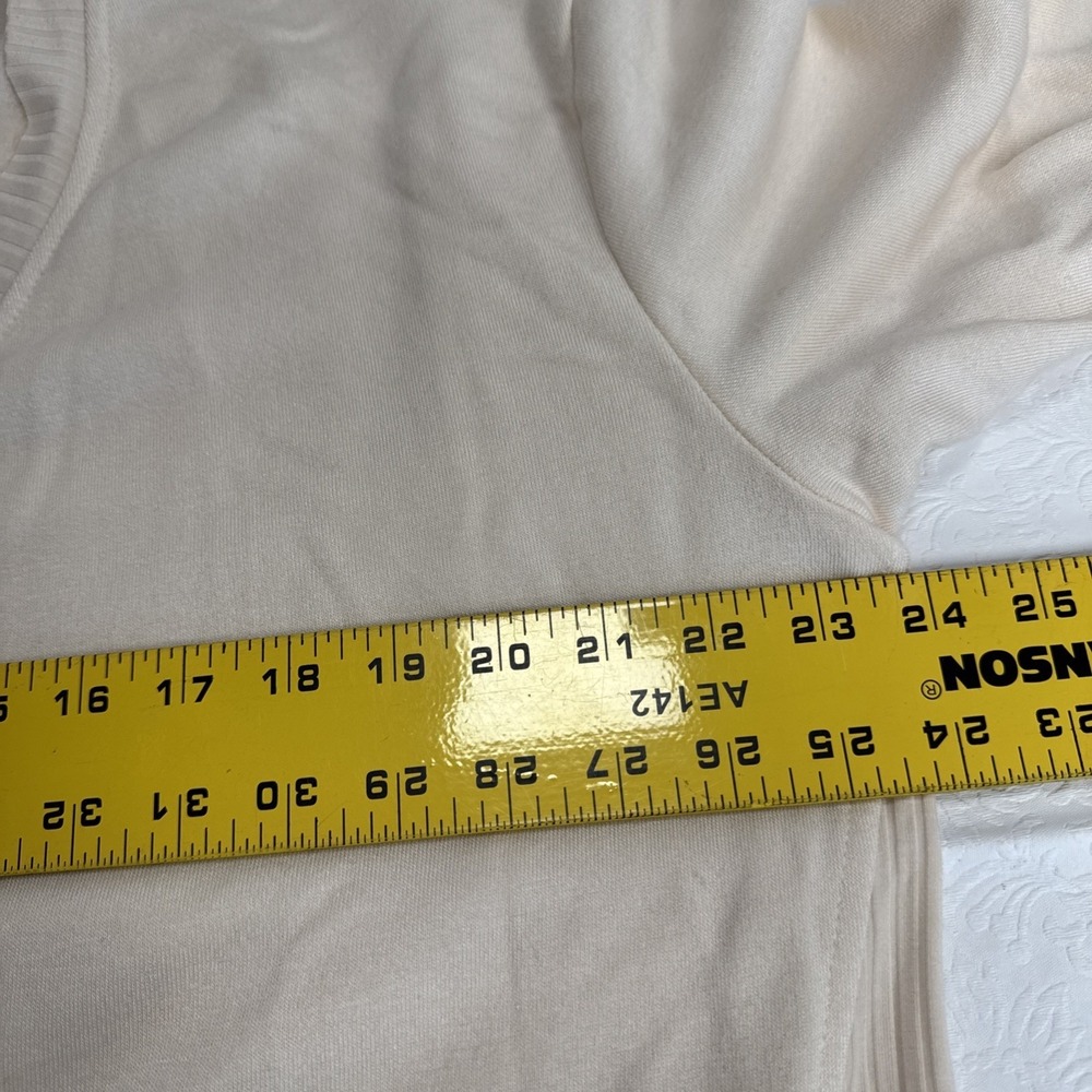 Women's XL Cream V Neck Long Sleeve Ribbed Detail Sweatshirt Pullover Top READ - Picture 8 of 10